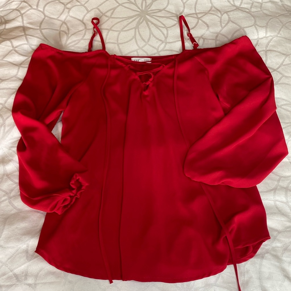Socialite red blouse size large